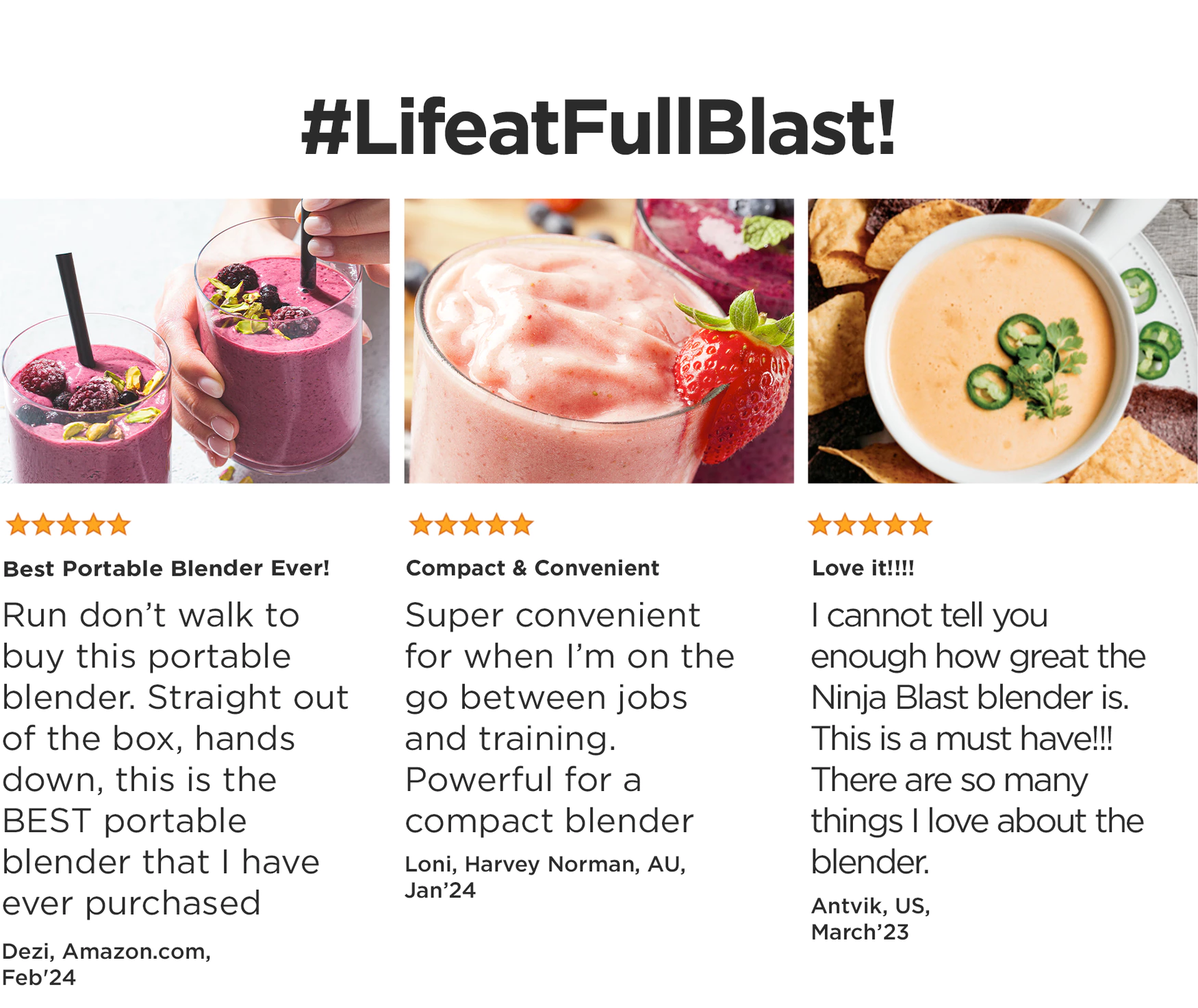 Ninja Blast Portable Blender, 530ml, Rechargeable with USB-C Cord, Crushes Ice, lightweight, BPA Free, Ninja BC151SM
