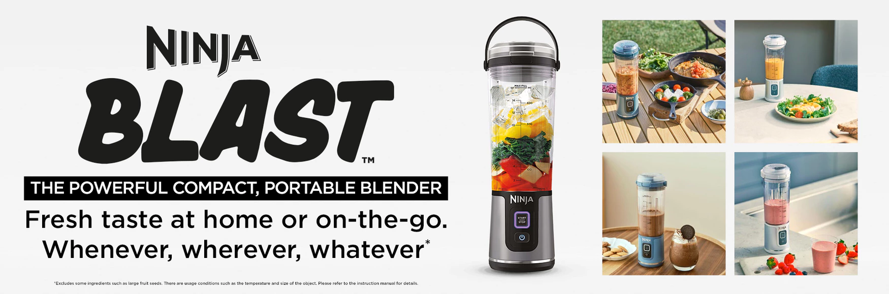 Ninja Blast Portable Blender, 530ml, Rechargeable with USB-C Cord, Crushes Ice, lightweight, BPA Free, Ninja BC151SM