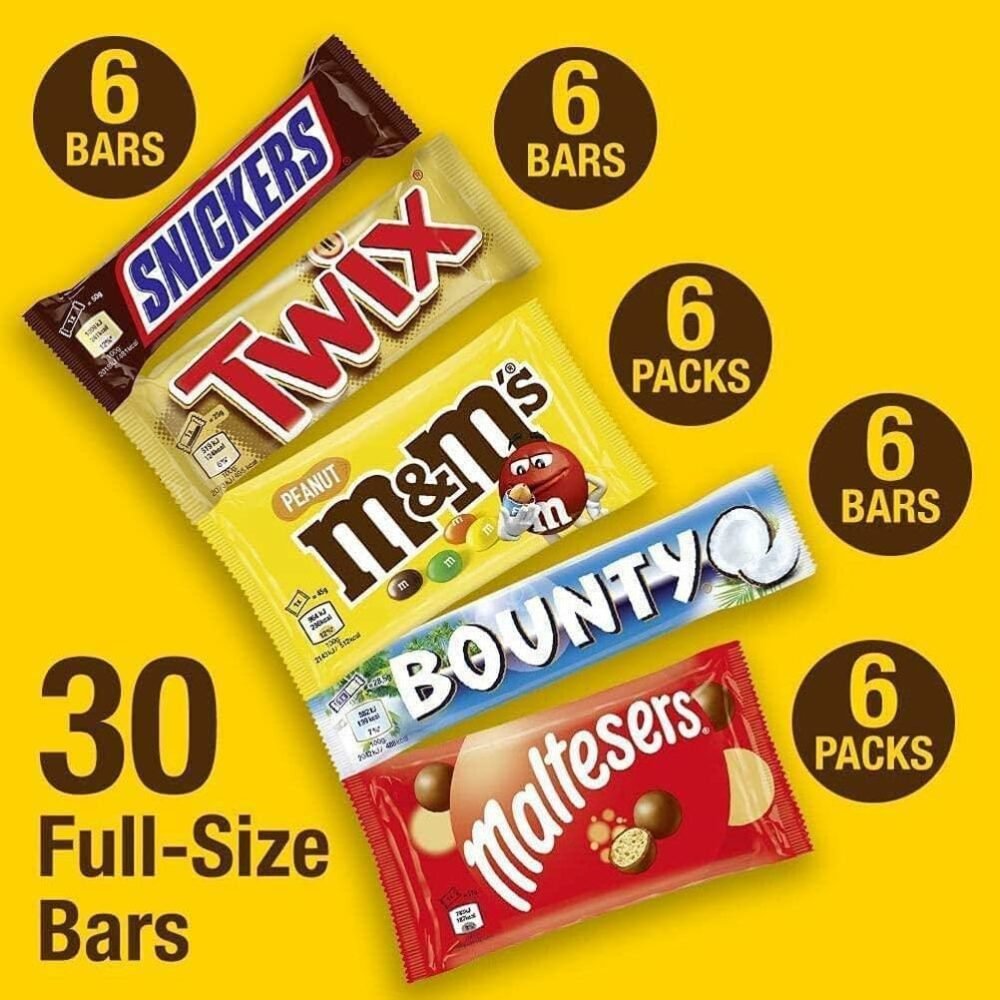 Mixed Bulk Chocolate Box, M&M's Peanuts, Snickers, Twix, Maltesers, Bounty, 1.4kg - Image 4