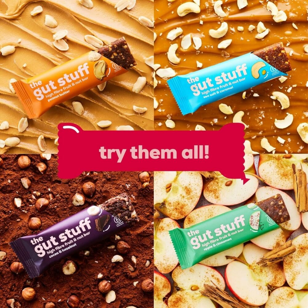 【Flash Sale】The Gut Stuff High Fibre Fruit & Nut Bars – Gut Friendly Snack, Gluten Free, Vegan, Low Calorie, All Natural - Raspberry & Coconut, 12 x 35g Box - Image 7