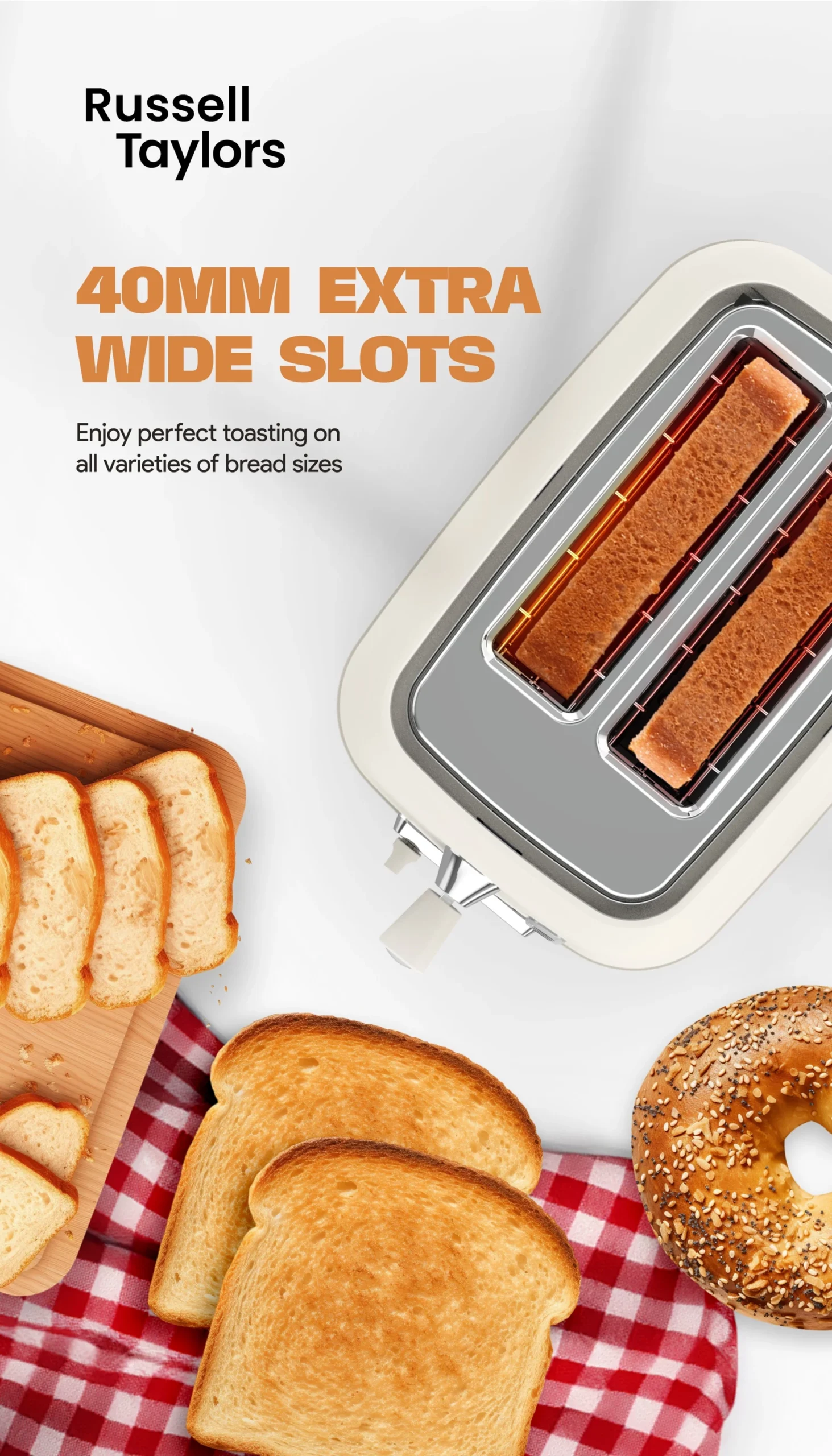 Russell Taylors Retro Toaster RT-10, 𝟳 𝗦𝗵𝗮𝗱𝗲 𝗦𝗲𝘁𝘁𝗶𝗻𝗴𝘀, 2 Years Warranty