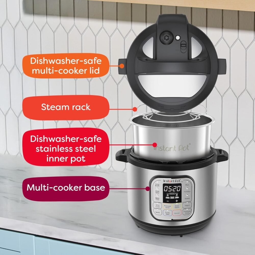 Instant Pot Duo 7-in-1 Mini Electric Pressure Cooker. Slow Rice Cooker. Steamer. Sauté. Yogurt Maker. Warmer & Sterilizer. Includes Free App with over 1900 Recipes. Stainless Steel. 3 Quart - Image 8