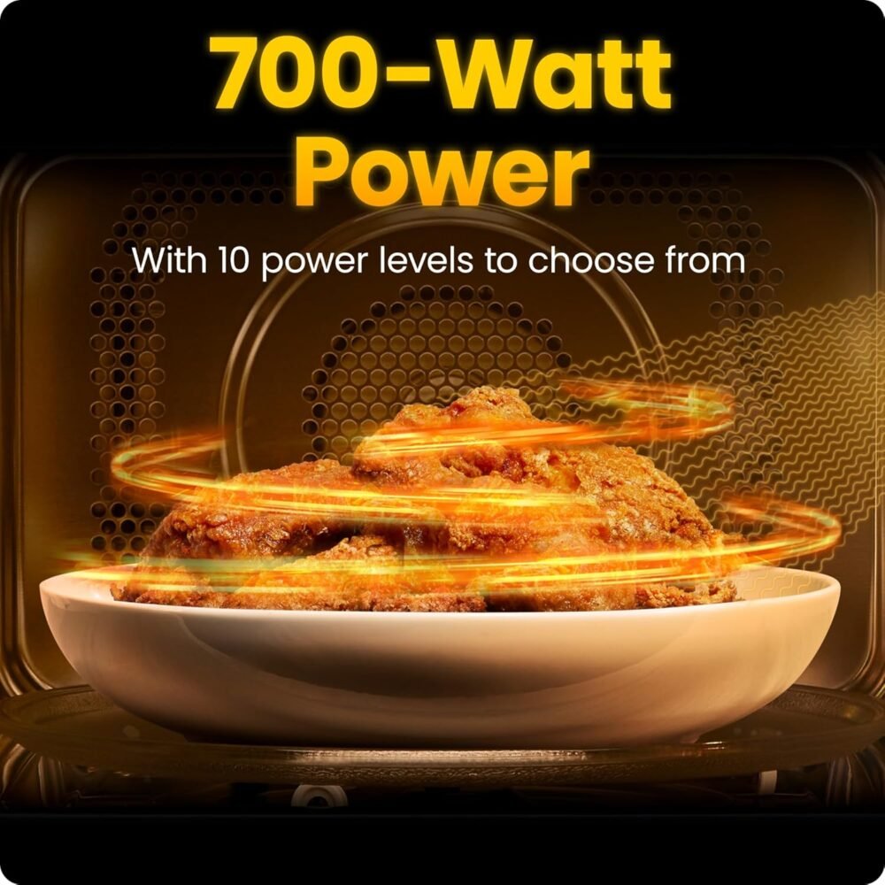 Chefman Countertop Microwave Oven 0.7 Cu. Ft.. 700 Watts with 10 Power Levels. 6 Cooking Presets with One-Touch Express Cook. Eco Mode. Child Safety Lock. & Mute Button - Black - Image 4