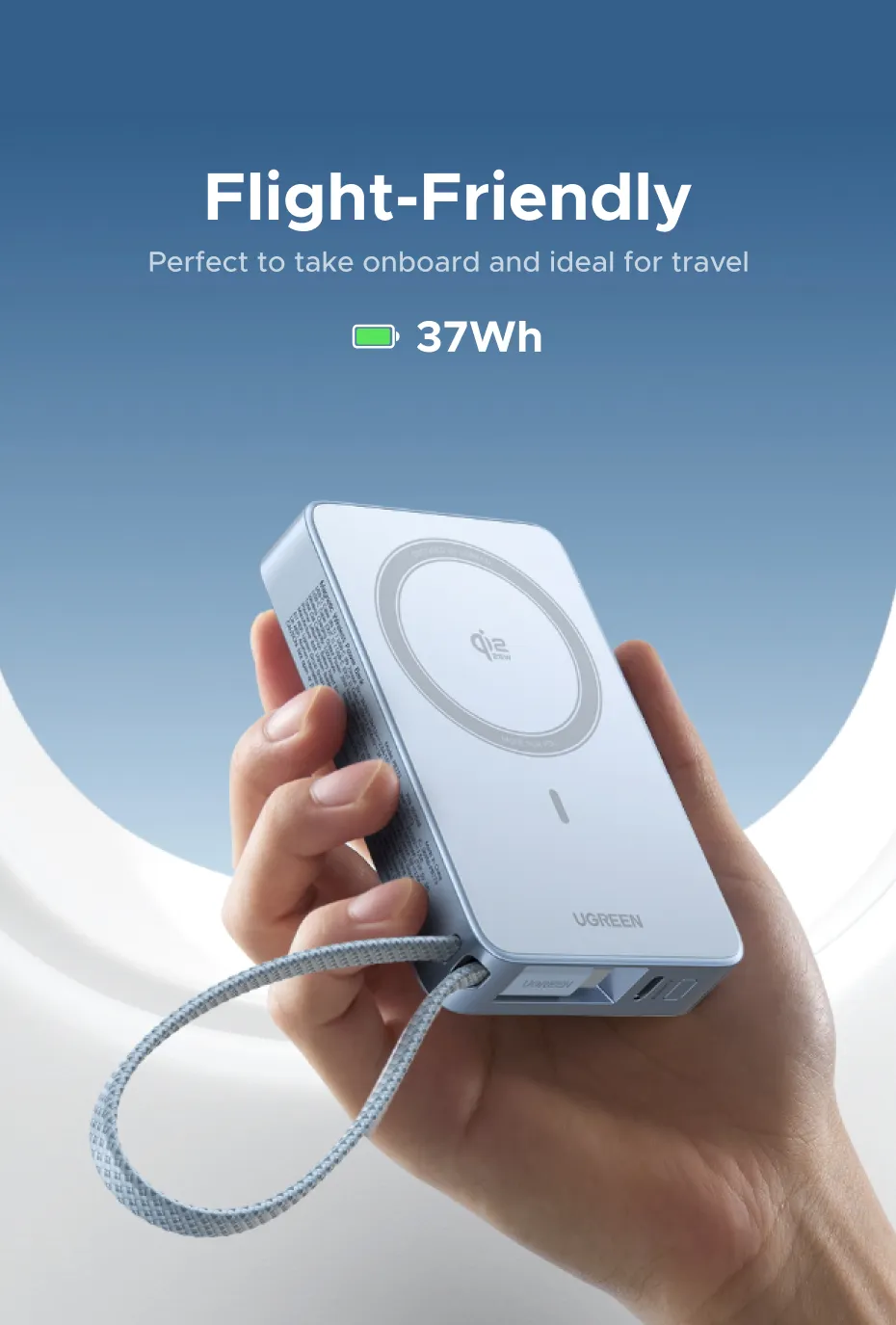 UGREEN 10000mAh Qi2 25W Magsafe Power Bank Wireless Charging Fast charging MagFlow Powerbank Built in Type-C Cable for iPhone 17 Series iPhone 16 Pro Max Qi2.2 Version