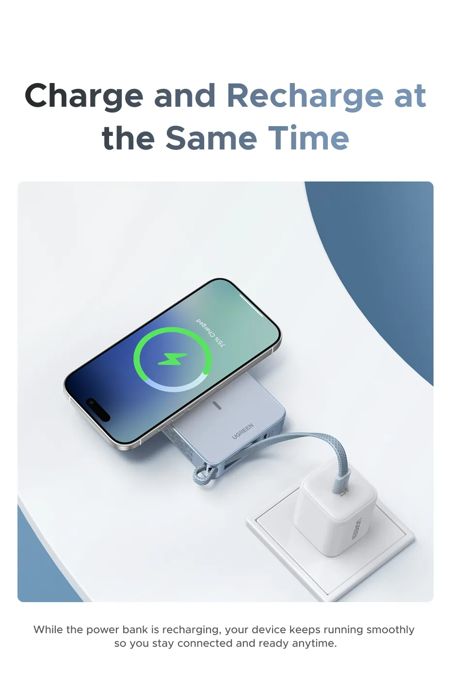 UGREEN 10000mAh Qi2 25W Magsafe Power Bank Wireless Charging Fast charging MagFlow Powerbank Built in Type-C Cable for iPhone 17 Series iPhone 16 Pro Max Qi2.2 Version