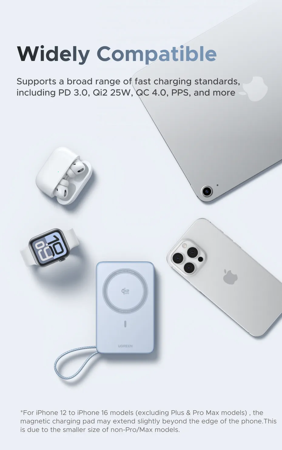 UGREEN 10000mAh Qi2 25W Magsafe Power Bank Wireless Charging Fast charging MagFlow Powerbank Built in Type-C Cable for iPhone 17 Series iPhone 16 Pro Max Qi2.2 Version