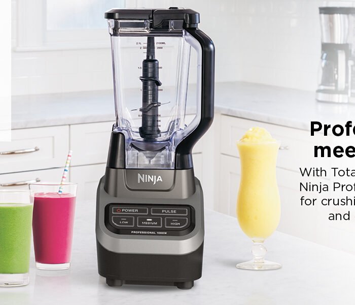 Ninja Professional Blender 1000W. Total Crushing Technology- Smoothies. Ice Crushing & Frozen Fruit. Full-Size Countertop Blender. 72-oz. Pitcher. Black & Grey. BL610